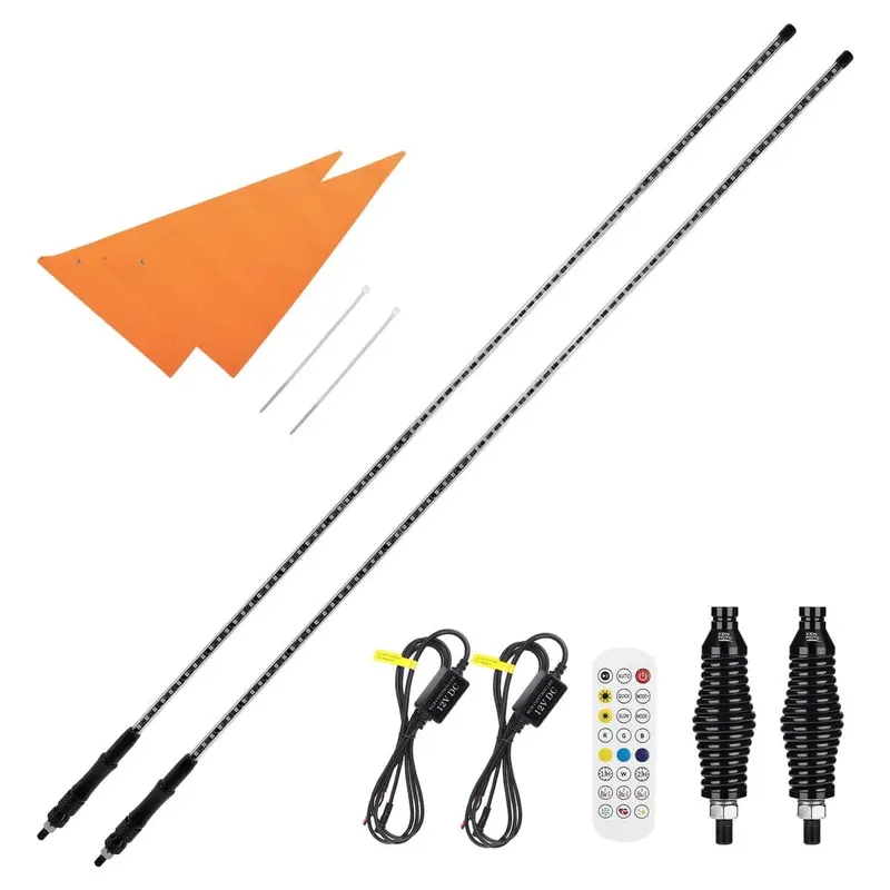 Kemimoto 2 Pcs 5Ft Utv Whip Lights With Spring Bases 1