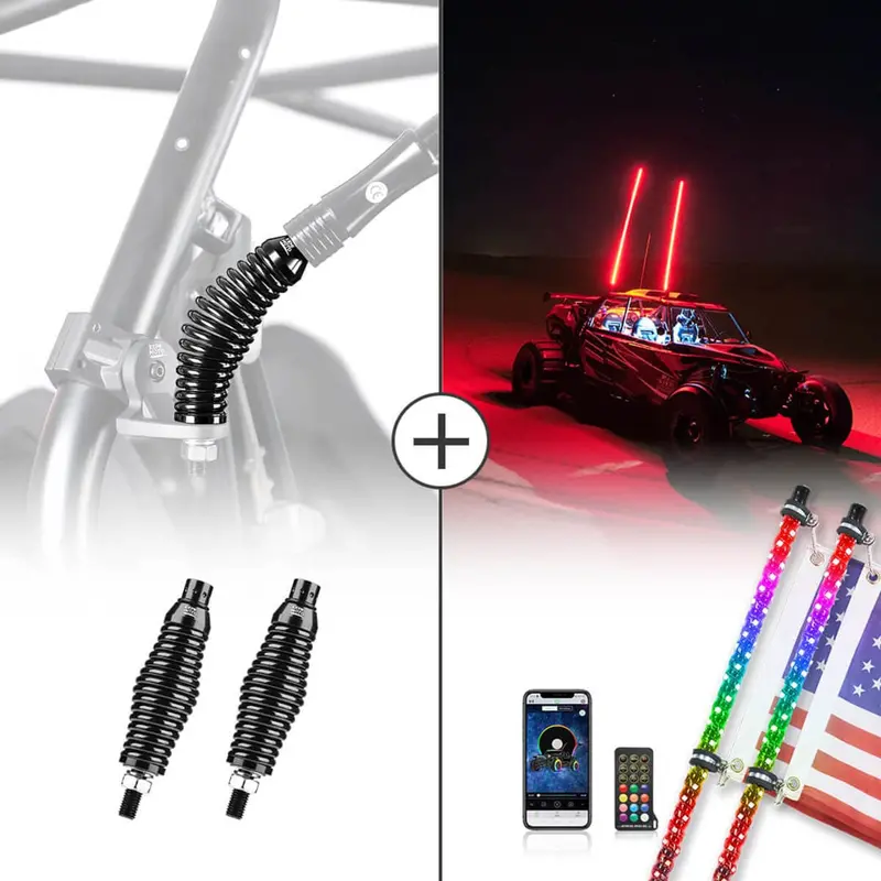 Kemimoto 2 Pcs Utv Spiral Whip Lights With Spring Bases 1