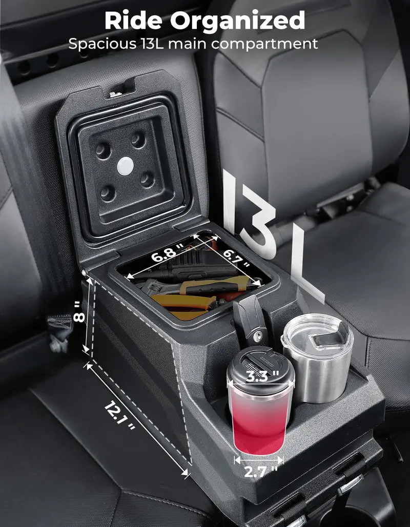 Kemimoto '20-'24 Polaris Ranger Xp 1000/ Crew Utv Bench Seat Center Console Box 2