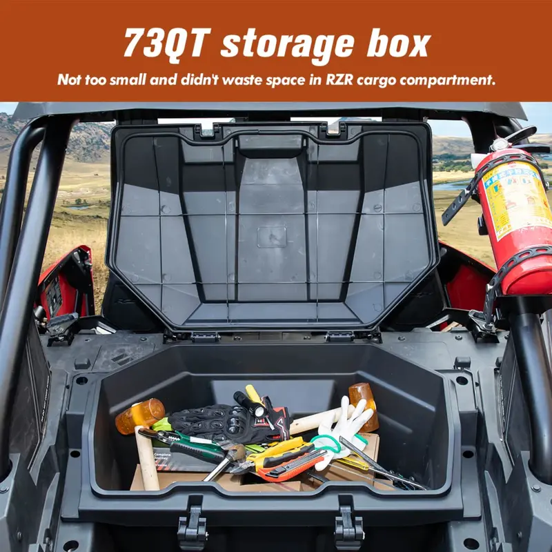 Kemimoto '20-'24 Polaris Rzr Pro Xp 73 Qt Rear Storage Bed Box 2