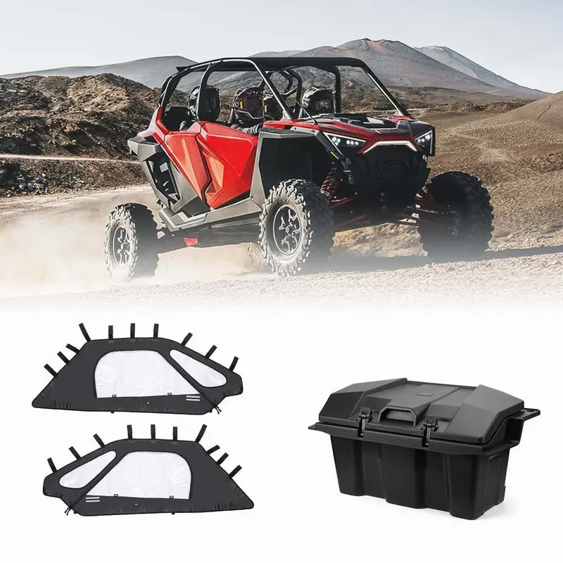 Kemimoto '20-'24 Polaris Rzr Pro Xp Soft Upper Doors & 73 Qt Rear Storage Box 1