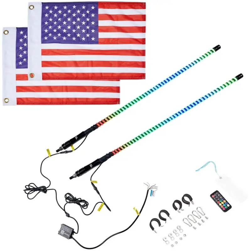 Kemimoto 3Ft Cob Whip Lights & Rgb Rock Light Kit 2