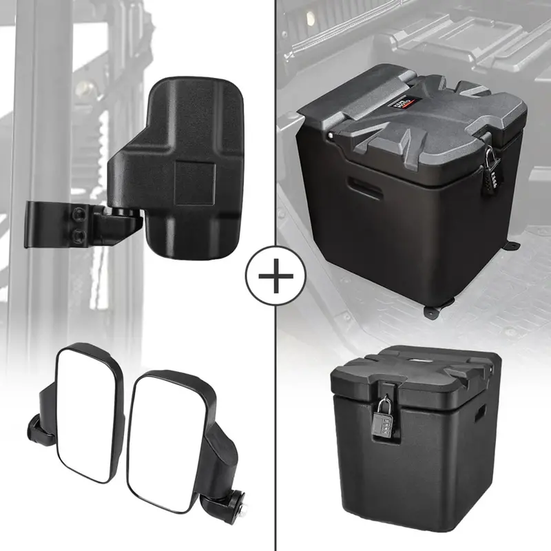 Kemimoto Adjustable Break Away Side Mirrors & Under Seat Storage Box 1