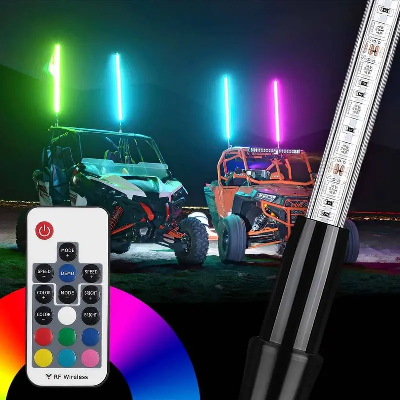Kemimoto Atv/Utv 5Ft Rgb Led Whip Lights 2