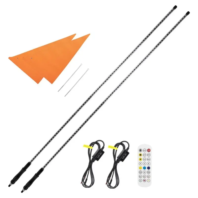 Kemimoto Atv/Utv/Rzr 5Ft & Rgb - 2 Pcs Led Whip Lights 1