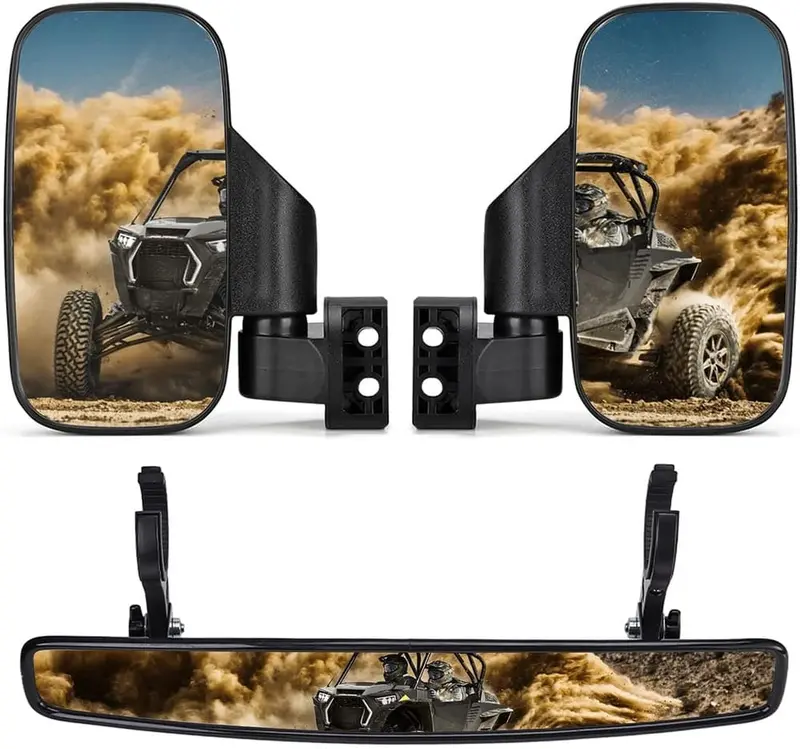 Kemimoto Can-Am Commander 1.75"-2" Roll Bar Side Mirrors & Rear Mirror 1