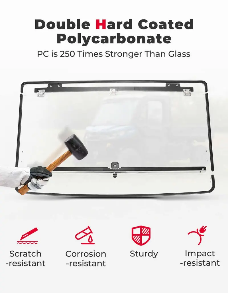 Kemimoto Can-Am Defender Hd 5/8/10 1/5" Thick Polycarbonate 2-In-1 Flip Windshield 1