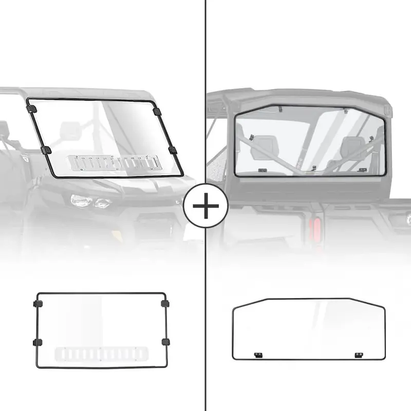 Kemimoto Can-Am Defender Rear & Front Vented Full Windshield 1