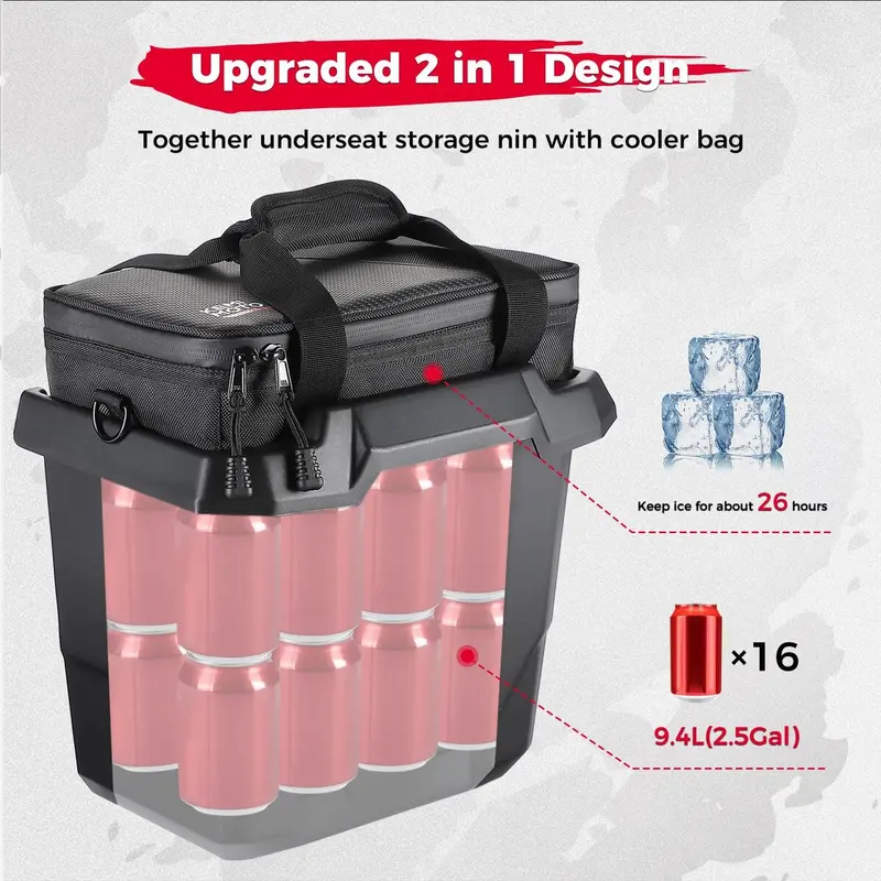 Kemimoto Can-Am Defender Underseat Storage Bin With Insulated Ice Cooler Bag 2