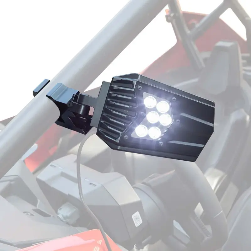 Kemimoto Can Am Maverick X3 1.5"-2" Fit Roll Bar Utv Side Mirrors W/ Light 1