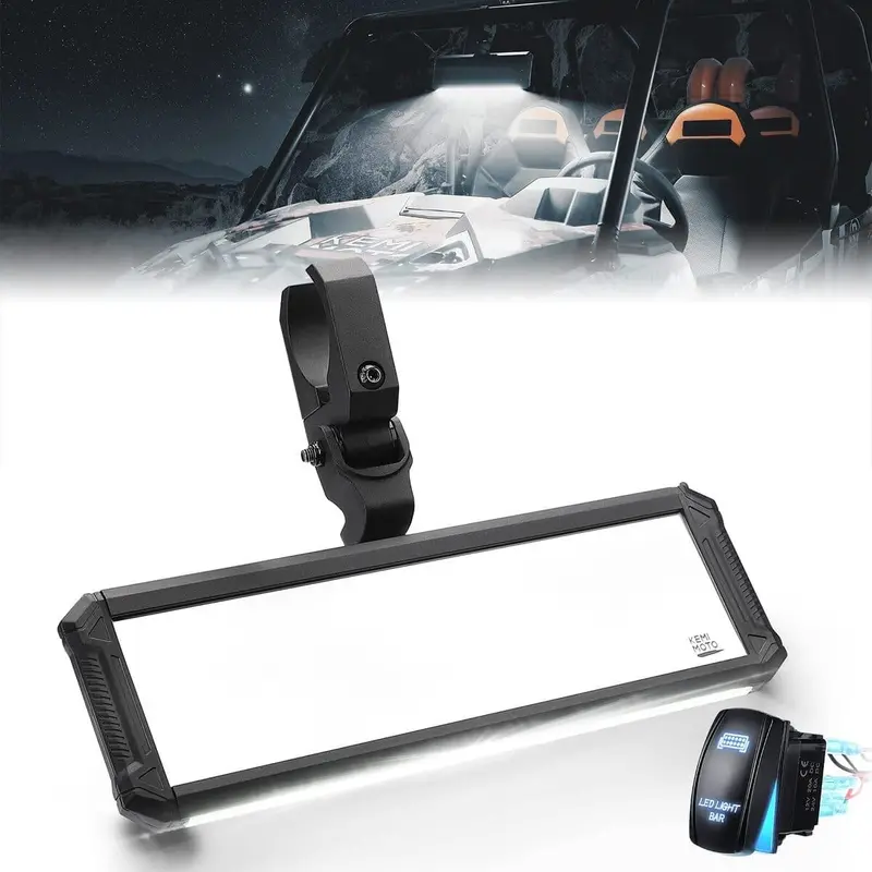 Kemimoto Can-Am Maverick X3 1.6"-2" Mount Upgraded Utv Rear View Center Mirror Interior Light 1