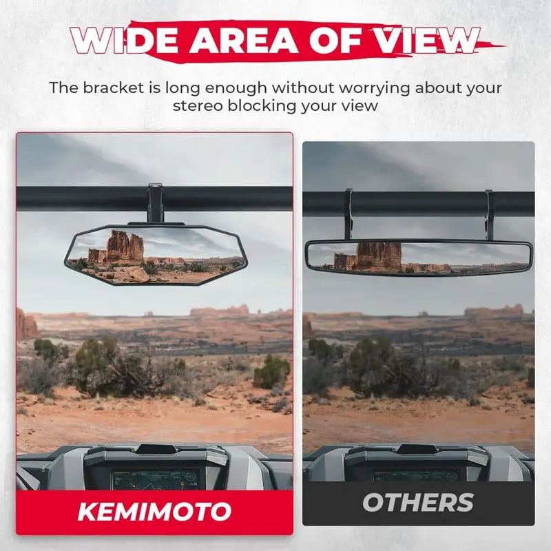 Kemimoto Can Am Maverick X3 1.6"-2" Roll Bar Mount Utv Rear View Mirror 2
