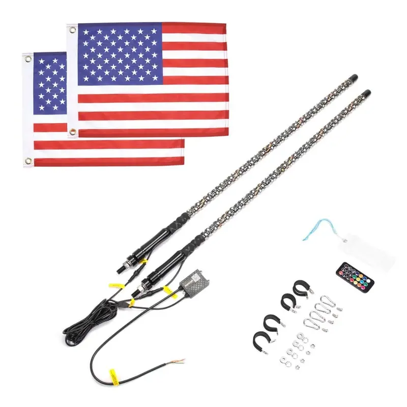 Kemimoto Can-Am Maverick X3 3Ft Bluetooth Control Spiral Whip Light - 2 Pcs 1