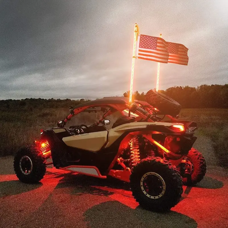 Kemimoto Can-Am Maverick X3 4Ft 2Pcs Spiral Whip Light Bluetooth Control 2