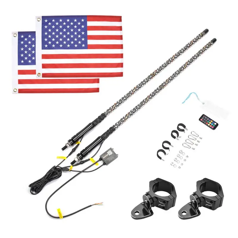 Kemimoto Can-Am Maverick X3 4Ft 2Pcs Spiral Whip Light Bluetooth Control 5