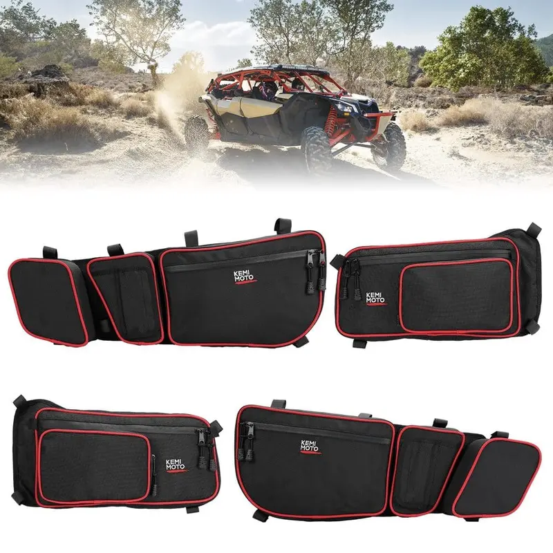 Kemimoto Can-Am Maverick X3 Max Front & Rear Door Bags - Red 2