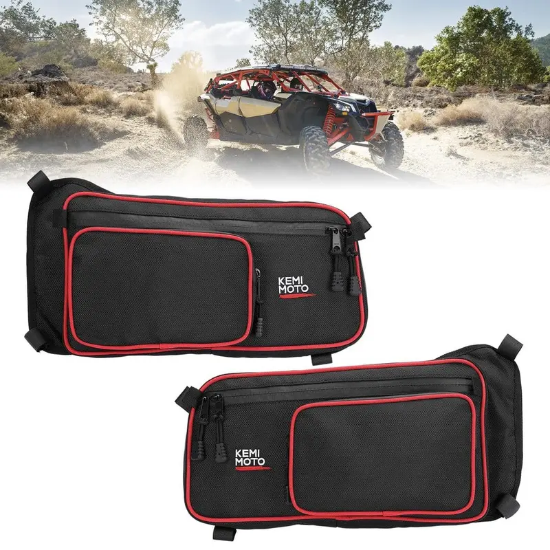 Kemimoto Can-Am Maverick X3 Max One Set Rear Upper Door Bags - Red 2