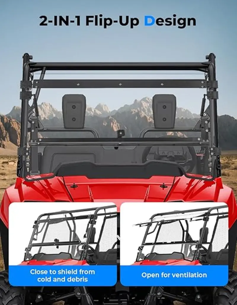 Kemimoto Honda Pioneer 700 Utv 3-In-1 Flip Windshield 2