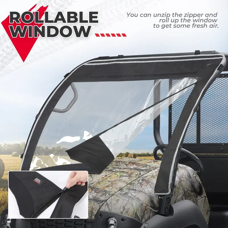 Kemimoto Kawasaki Mule 600D Oxford Fabric Front Windshield 2
