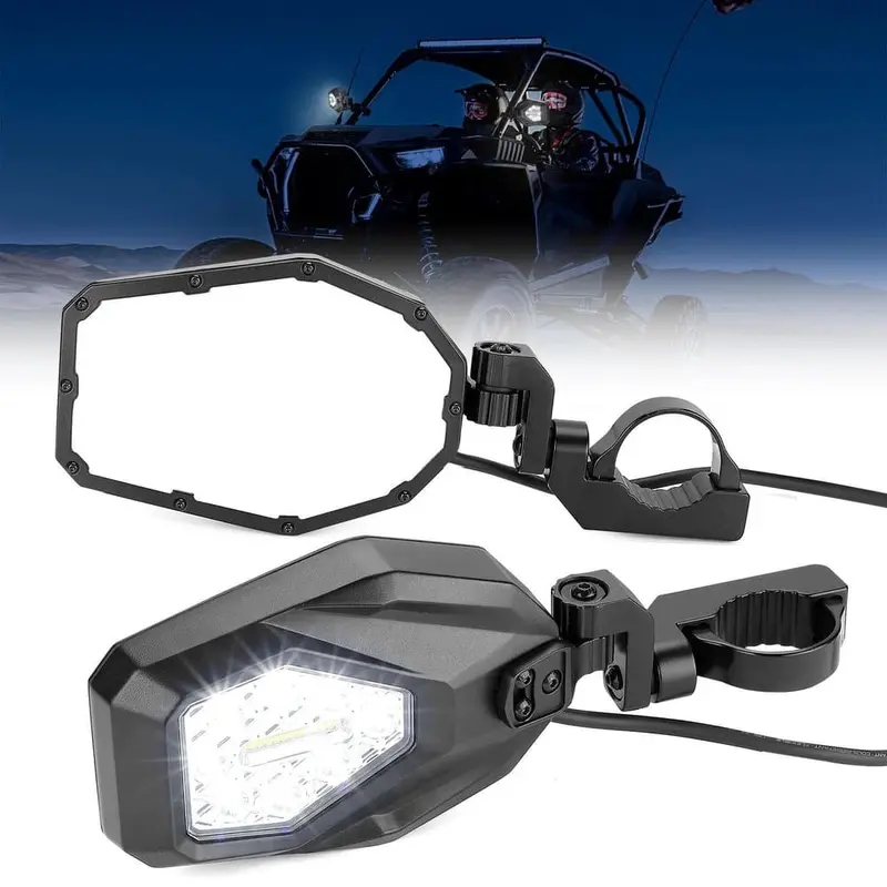 Kemimoto Polaris Mirrors With Led Turn Signal Lights 2