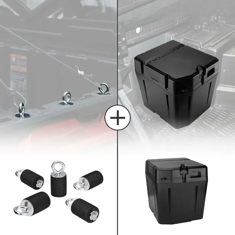 Kemimoto Polaris Ranger 1000 Xp 2" Tie Down Anchors & Under Seat Storage Box 1
