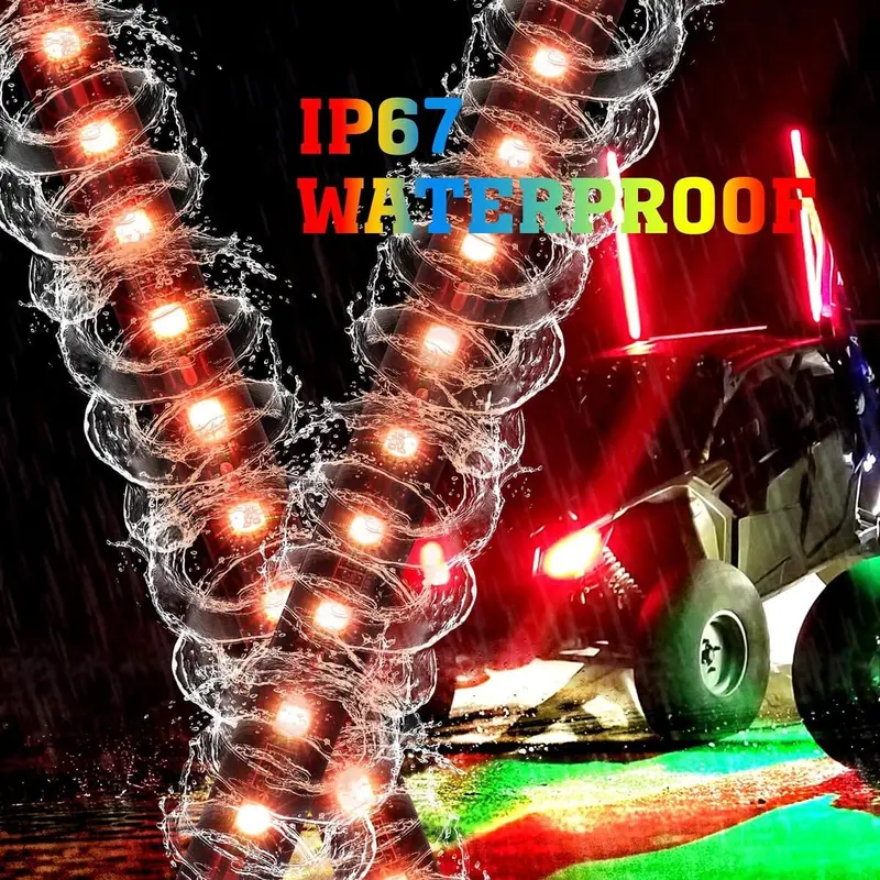 Kemimoto Polaris Ranger 4Ft Black Limited Led Whip Light W/ Rf Remote Control - 2Pcs 2