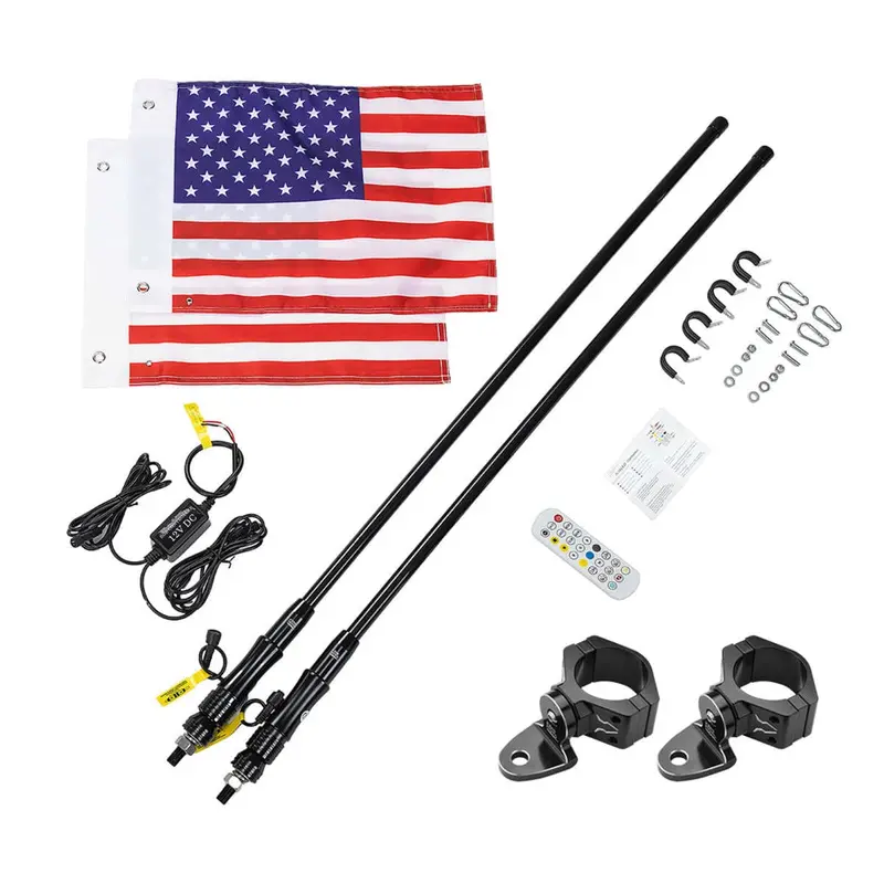 Kemimoto Polaris Ranger 4Ft Black Limited Led Whip Light W/ Rf Remote Control - 2Pcs 4