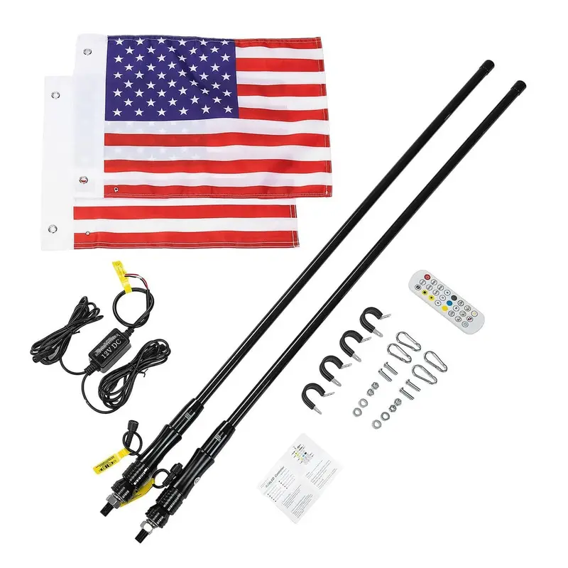 Kemimoto Polaris Ranger 4Ft Black Limited Led Whip Light W/ Rf Remote Control - 2Pcs 5