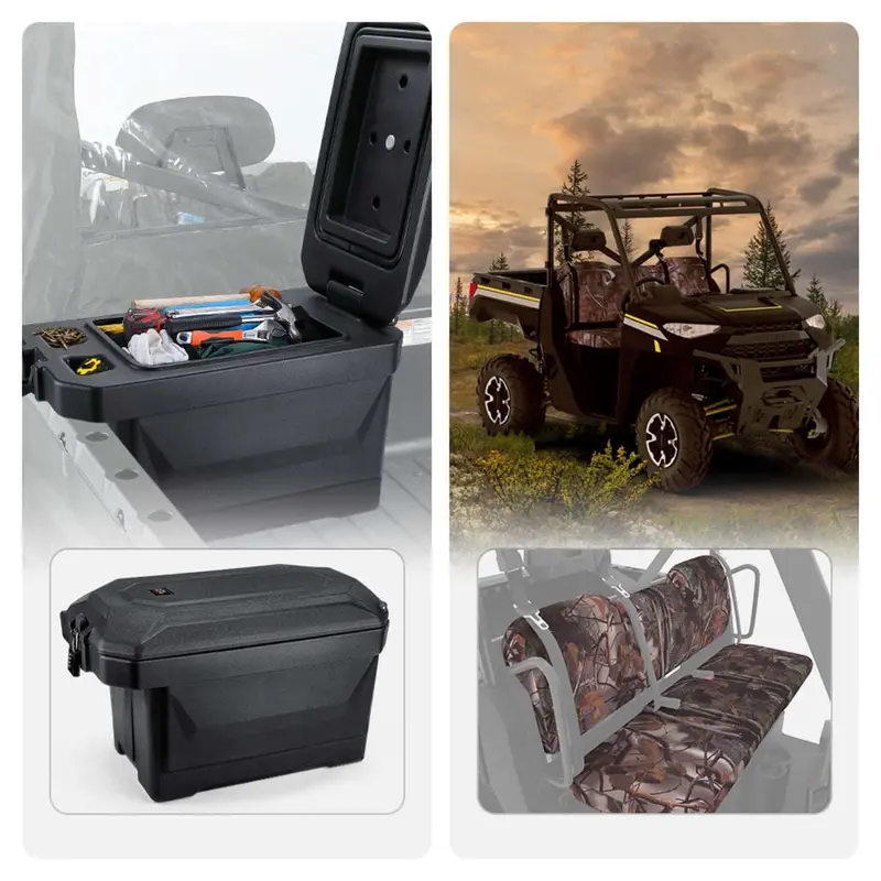 Kemimoto Polaris Ranger Xp 1000 45L Storage Box & Camouflage Seat Cover 1