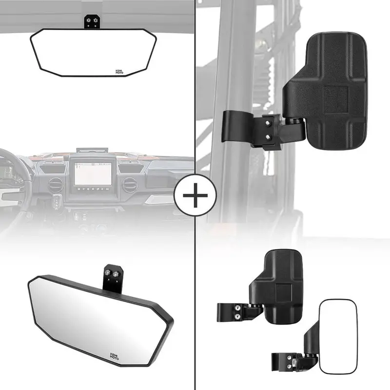 Kemimoto Polaris Ranger Xp 1000 Adjustable Side Mirrors & Rear View Mirror 1
