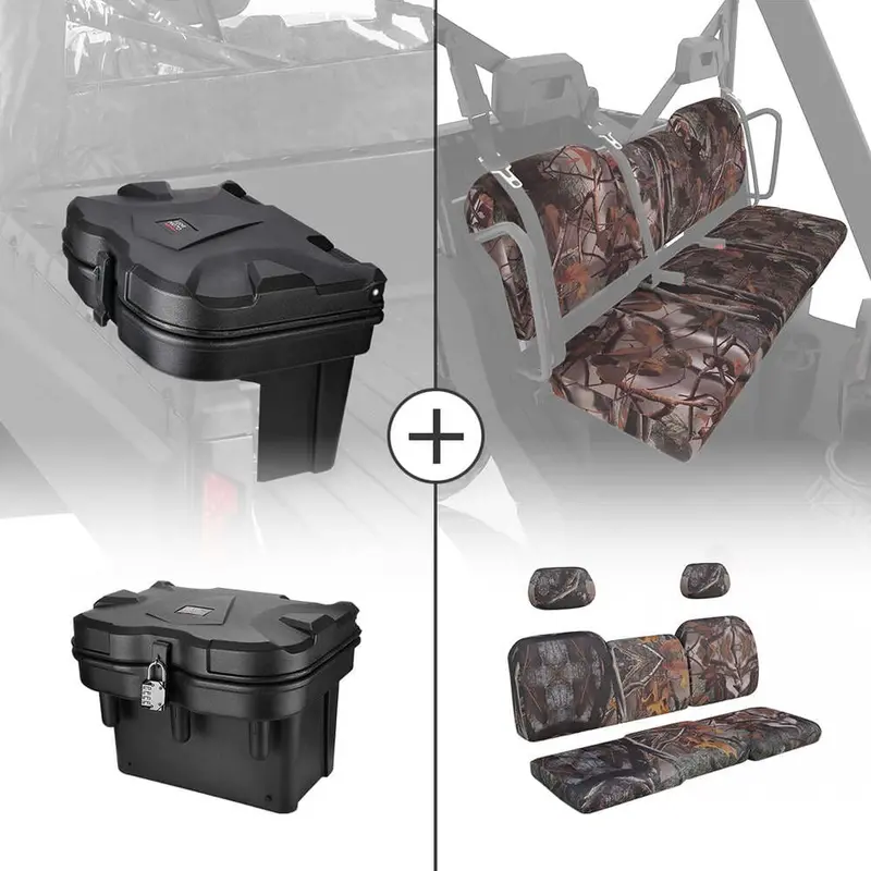 Kemimoto Polaris Ranger Xp 1000 Camouflage Seat Cover & 20L Cargo Storage Box 1