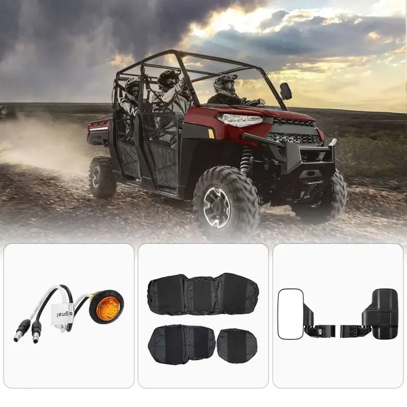 Kemimoto Polaris Ranger Xp 1000 Crew Turn Signal Kit, Seat Cover & Side Mirrors 1