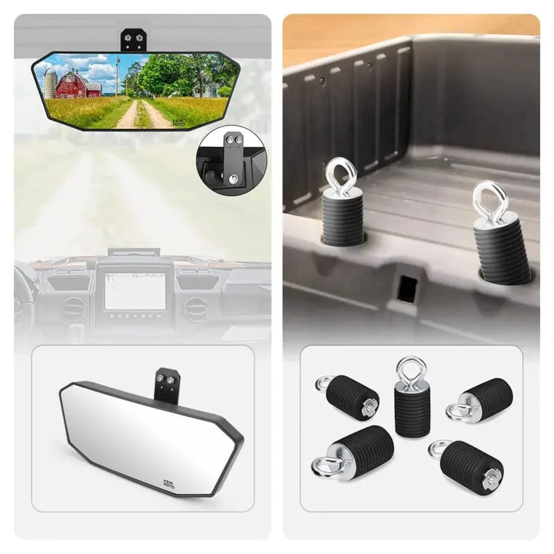 Kemimoto Polaris Ranger Xp 1000 Rear View Mirror & 2" Tie Down Anchors 2