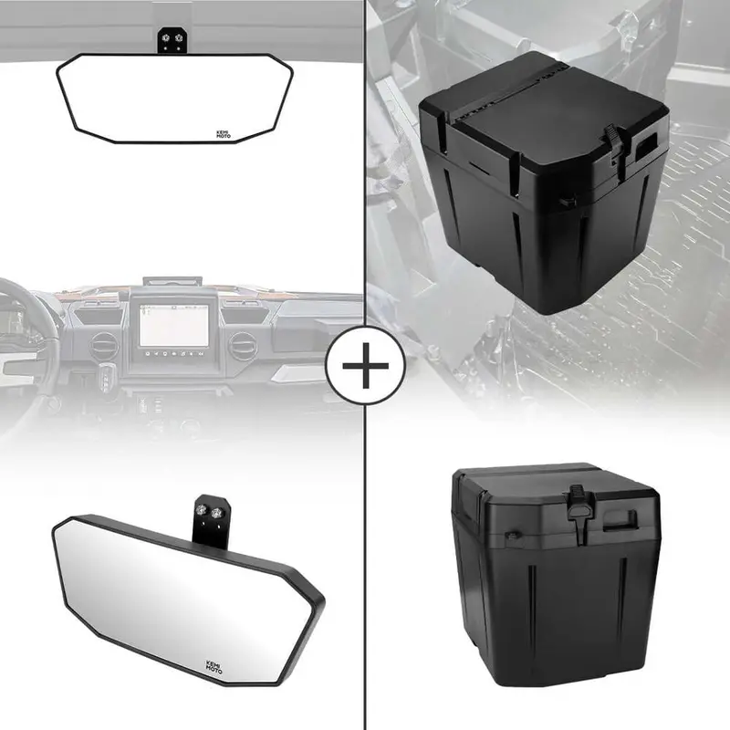Kemimoto Polaris Ranger Xp 1000 Rear View Mirror & Under Seat Storage Box 1