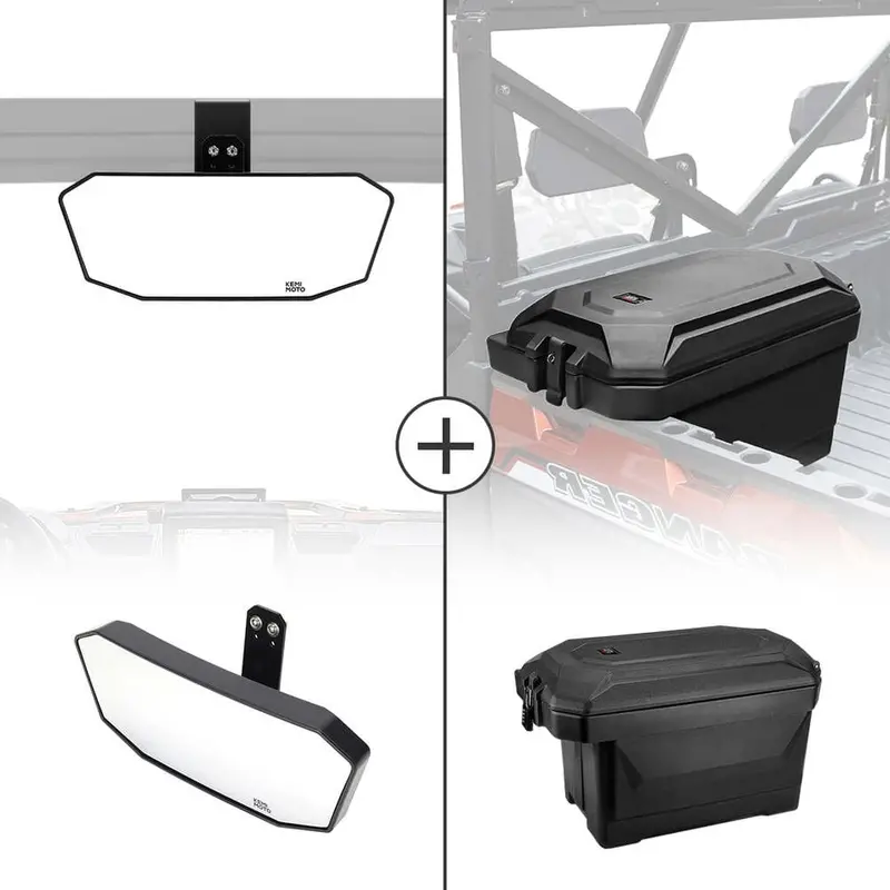 Kemimoto Polaris Ranger Xp 1000 Rear View Mirror & Waterproof Tool Box - 45L 2