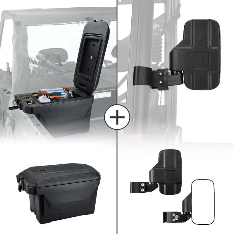 Kemimoto Polaris Ranger Xp 1000 Side Mirrors & 45L Storage Box 1