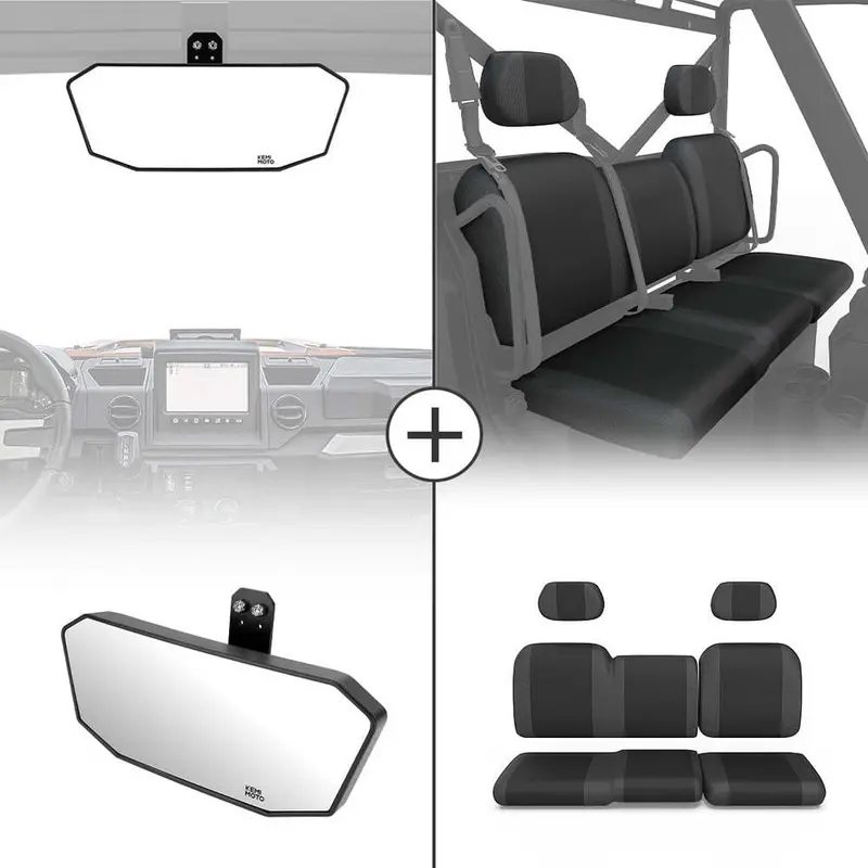 Kemimoto Polaris Ranger Xp 1000 Upgraded Rear View Mirror & Camouflage Seat Cover 1