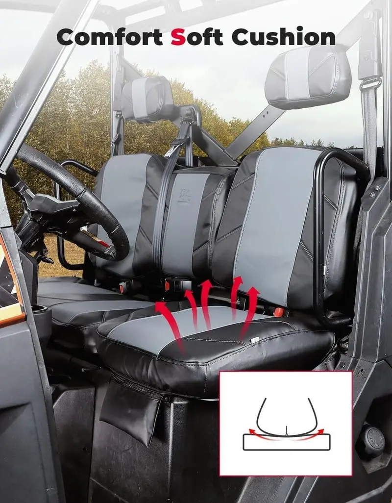 Kemimoto Polaris Ranger Xp 1000 Utv Leather Seat Covers W/ Pocket 2