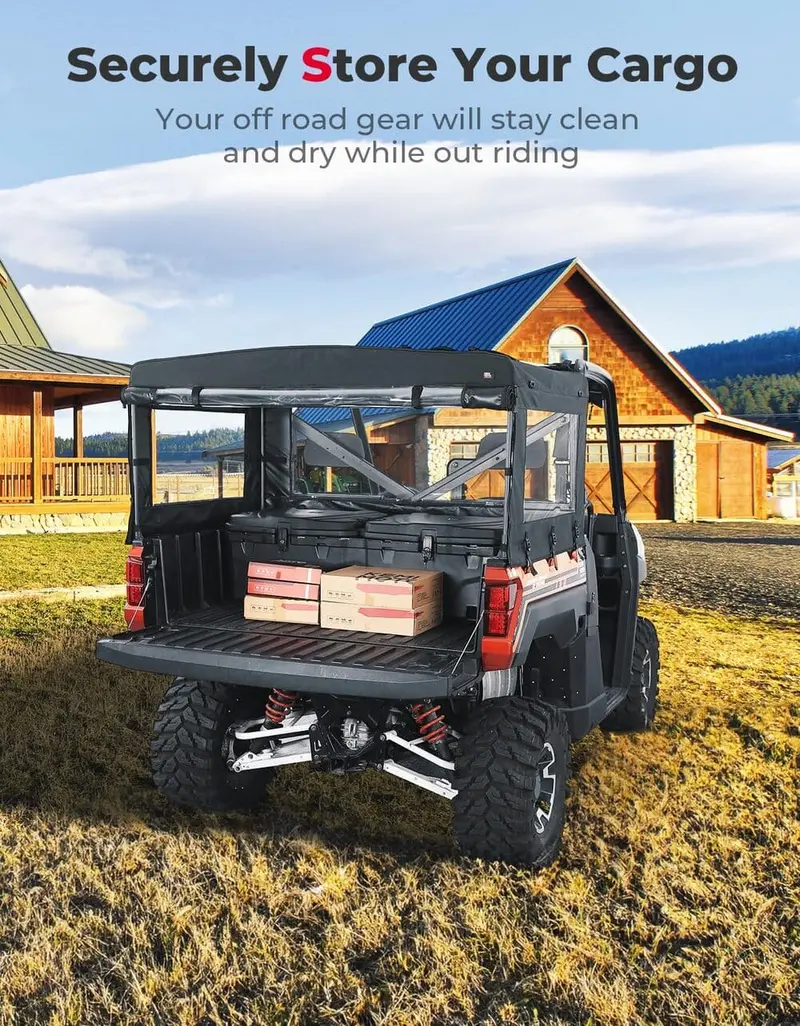 Kemimoto Polaris Ranger Xp 1000 Utv Soft Cargo Camper Bed Cover Rack 2