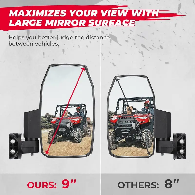 Kemimoto Polaris Ranger Xp 1000 Utv Wider Pro Side Mirrors - Upgraded 2
