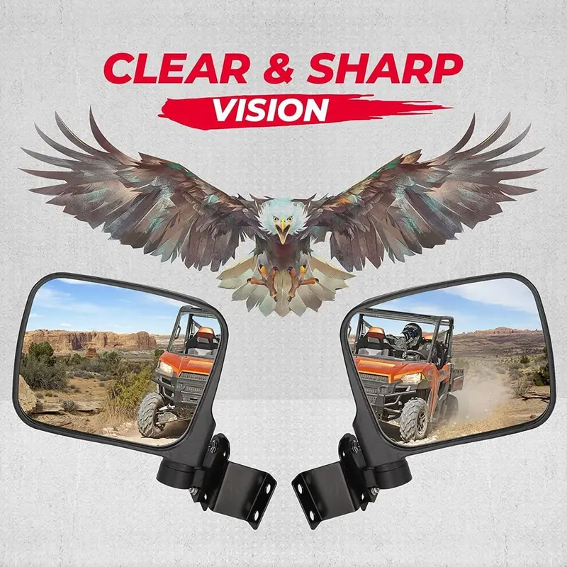 Kemimoto Polaris Ranger Xp 900 7.8" Rear View Side Mirrors 2