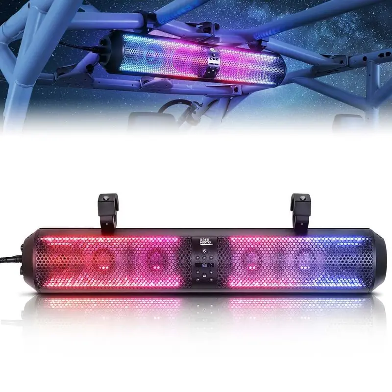 Kemimoto Polaris Rzr 1.56"- 2.25" Roll Bar Sxs Speaker Rgb Utv Soundbar - 28" 1