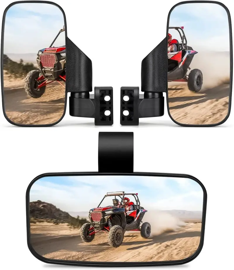 Kemimoto Polaris Rzr 1.6"-2" Roll Bar Cage Utv Side Mirrors & Center Mirror 1