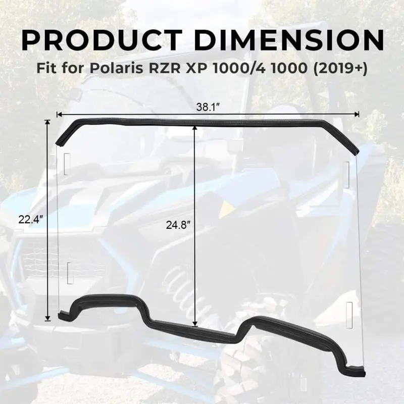 Kemimoto Polaris Rzr 570 Front Full Windshield W/ 4 Black Clamps 2
