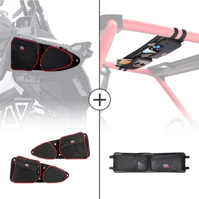 Kemimoto Polaris Rzr Front Side Door Bags & Roof Overhead Storage Bag 1