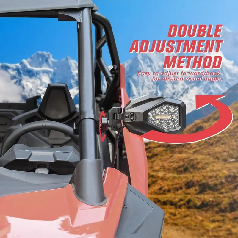 Kemimoto Polaris Rzr Led Turn Signal Lights Mirrors 2
