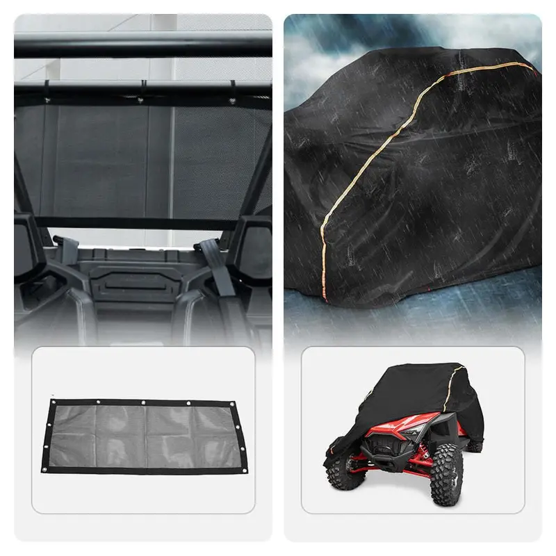 Kemimoto Polaris Rzr Pro R Soft Rear Window Net & Heavy Waterproof Cover 1