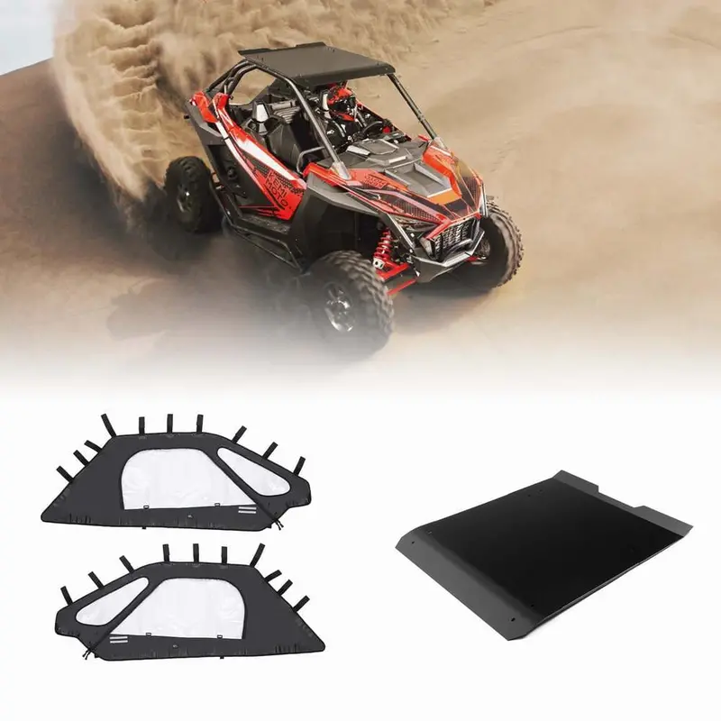 Kemimoto Polaris Rzr Pro Xp Aluminum Hard Roof Top & Soft Upper Doors W/ Zippers 1