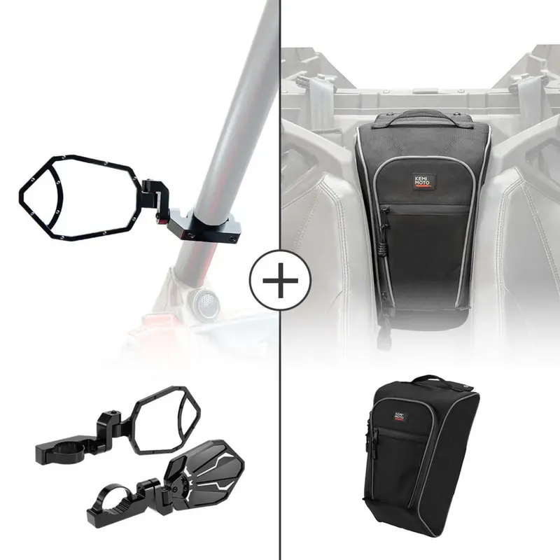 Kemimoto Polaris Rzr Pro Xp Rear View Side Mirrors & Center Shoulder Bag 1