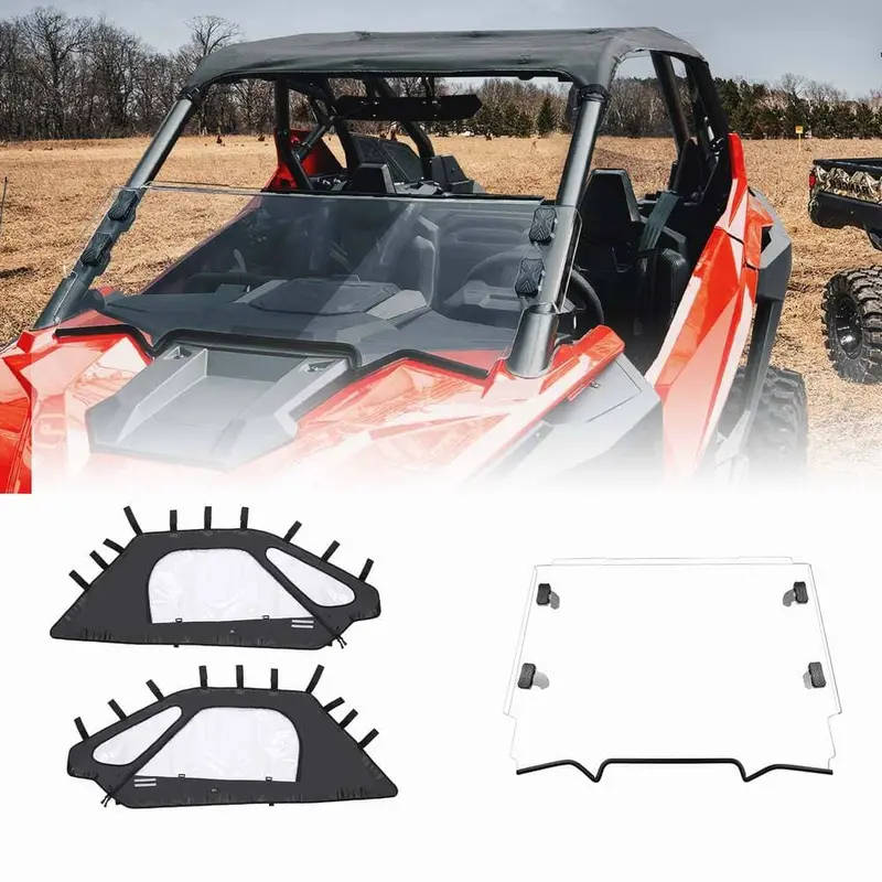 Kemimoto Polaris Rzr Pro Xp Soft Upper Doors With Zippers & Scratch Resistant Full Windshield 1